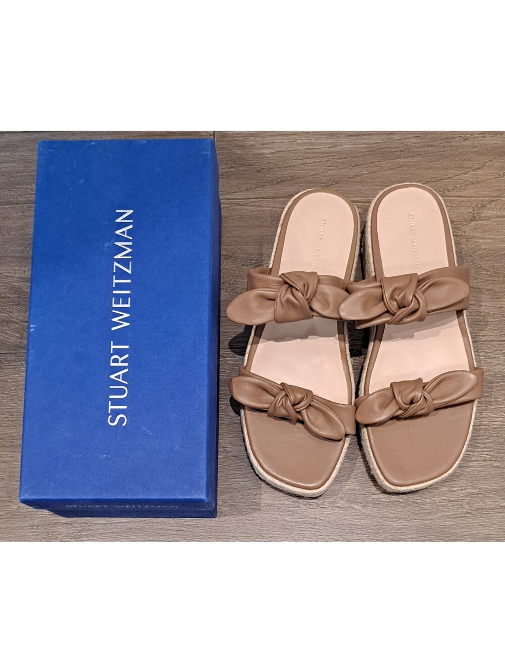 Stuart Weitzman Bandeau Knot Espadrille Platform Sandal - Tan